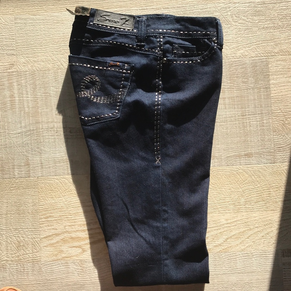 Seven7 Dark Wash Straight Cut Jeans, Size 27